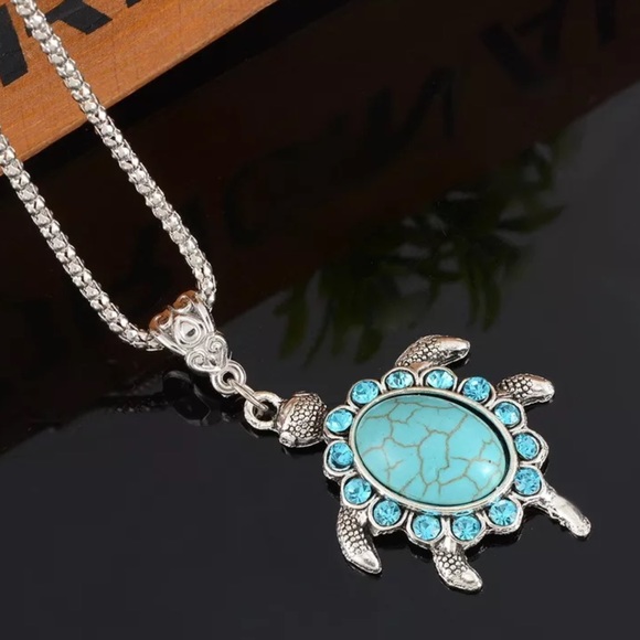 NewTurquoise Turtle Pendant &Sterling Silver Chain - Picture 4 of 6